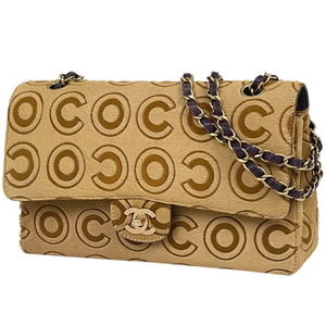 Chanel Coco Mark Chain Shoulder Bag Pony Hair Haraco Brown Purple